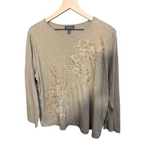 Lauren Jeans Co. Ralph Lauren 2X Womens Long Sleeve Floral Embroidered Top‎